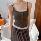 10125# Summer New Pure Desire To Fake Two-Piece Sling Vest Repair Body With Chest Cushions On A Top