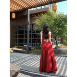 2025 French Niche High-Grade Cold-Slanted Shoulder-Out Dress Women's Seaside Holiday Atmosphere Super Fairy Long Dress