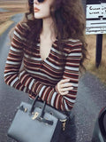 2025 Winter French Style Single Is Particularly Beautiful Design Sense Of The Minority Does Not Hit The Super Good-Looking Hit Striped Knitted Shirt Woman