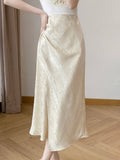 2026 New Chinese Style High-Rise Thin Open Wrinkled Folded Folded Acetic Fishtail Dress Female Summer Apricot Half Skirt