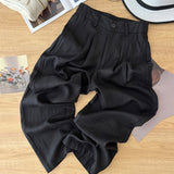 Silk Linen Broad Leg Pants Women Summer Thin 2025 New High-Waisted Cotton Trousers Trousers Straight Trousers