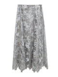 New Chinese Bead Embroidered Silk Velvet Winter Skirt New Lace Mesh Dress