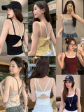 10119# Summer New Color Pseudonymic Two Sling Vests With Chest Cushions On The Back Of The Bow Hollow