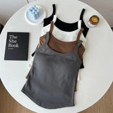 1017# Autumn New Cotton White Small Sling With Chest Cushion Integrated Design Sense Vest In The Bottom Of The Women