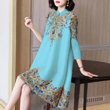 National Style Retro Improved Cheongsam Dress New 2026 Spring And Summer Temperament Middle-Age Mother Large-Size Women's Long Dress