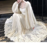 [Sakura Snow] Pure Lust Wind V Collar Tectar Clad Mesh Skirt Cardigan Three-Piece Lace Women's Series