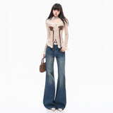 Micro-Rac Cowboy Trousers Slimming 2025 New Girls Autumn And Winter Drag Floor Comfortable Pocket Design