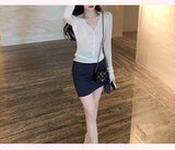 Ultra-Thin Machine-In-One Short Knitted Cardigan Fashion Repair Wool Collar Commuting