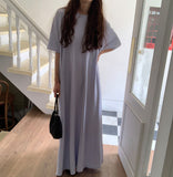 Korean Version Of Lazy Foundation Summer Cool And Clean Color Loose T-Shirt Dress Dress 5 Colors
