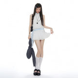 Summer 2026 | White Wave Point French Girl Sweet Sleeveless Hanging Dress