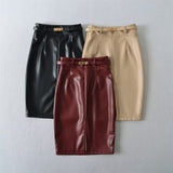 Korean Version Of The Famous Sexy Temperament Pu Skin Repair Kite Half Skirt In Front Of The Fork Half Skirt Lightly Fashionable Thin Midskirt