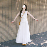 Lace Flower V-Neck French Sleeveless Dress Women's Summer White Dress Design Small Dress