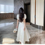 Summer 2025 New Rich Gold Over The Knee Dress White Top High Waist Half Dress Two-Set Suit Dress