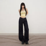 YC&2 Color Retro Low-Rise Loose Straight Pants Irregular Waist Design Spousy Thin Jeans Women Spring And Summer