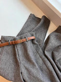 CHAO Class Recommended! Gray Wool Wide Leg Pants Women Autumn And Winter Warm Trousers Soft Woolen Trousers