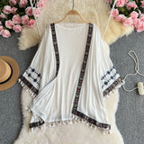 Small-Tropolitic Heavy-Brevel Embroidered Cumcoats Women's Summer Bohemian Holiday Style Loose Outside The Shirt Shawl