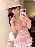Ounces Swimsuit Girl Cute Pure Sexy Hanging Neck Bikini Side Cake Skirt Hot Spring Bathing Suit