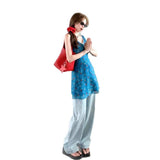 Blue Broken Flower V-Neck Small Dress Women's Summer 2026 New Big-Code Fat MM Beautiful Holiday Dress