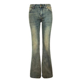 YC& Vintage Wash Nostalgic Hottie Low-Rise Horned Horned Pants Autumn/Winter Relics Jeans Women & Long Pants