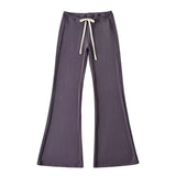 2025 New Hottie Sexy Low-Rise Purple Casual Pants Women Summer Thin Drawstring Soft Comfortable Horn Pants