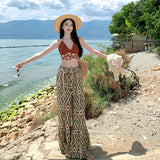 2025 Yunnan Northwest Tourism Knitted Twisted Espoo Hollow Coat + Irregular Flower Type High-Waist Broad Leg Pants