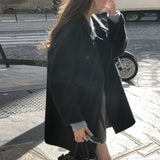 Korean Drama Lady Atmosphere Feel Gentle Temperament Loose Warm Double Buckle Collar Coat Coat 2 Colors