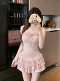 TAKU|Korean Cute Ins Teen Conservative Split Swimsuit Small Breast Cover Skinny Girl Skirt Hot Spring Vacation