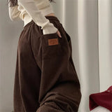 Korean Version Of Loose Waist Casual Retro Wind Breeze Velvet Loose Casual Trousers Women's Pocket Languid Languid Trousers