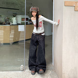 25Th Ootd! | Vintage Original Cow-Collision Stitching Low-Waisted Straight-Leg Jeans Pattern Trousers