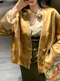New Chinese Style Acetate Hot Gold Flowers Old Money Wind Coat Woman