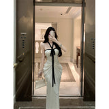 Sexy Pure Lust Wind Hanging Neck Sling Tacles Dress Women Lace To Receive Waist Evening Dress Bag Hip Fishtail Dress