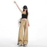 Exploding Broad-Legged Trousers T-Shirts With Belt Trousers And Lengthened