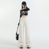 2025 Thick Velvet Trousers Of The Big-Legged Jeans Women's Autumn And Winter Scissors High-Tipped Trousers