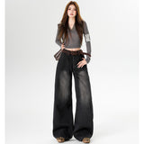 2025 Plus Plus Thick Broad Leg Pants Women's Jeans Vintage Hot Trousers Jeans Women's Long Pants