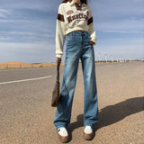 Early Autumn Straight Trousers Jeans Women's Elastic High Waist Thin Fashion Water Wash Black Smoke Tube Trousers Slim Splendlish Spandex