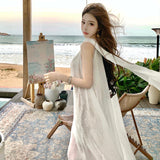 Holiday Style Dress Female High-End Temperament Famous Birthday Banquet Dress Heavy Industry Ribbon Lace Chiffon Dress