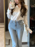 Lusi The Same ¶ÐÃæ Acetic White Shirt Female Thin Long-Sleeved Shirt Spring And Autumn