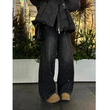 European Hot Diamond Shiny Straight Jeans Women 2026 Fashion Heavy Industry High-Level Broad Legs