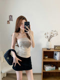 2910# Summer New Letter Hot Diamond Chest Repair Slimming Woman Short Model Integrated With Chest Pads On Top