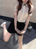 Miu Is A Good Card, The Little Ma's Hair Summer Knitted Doll Collar Short-Sleeved Shirt Woman