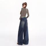 2026 Vintage Blue Bamboo Festival Straight Jeans Women's Design Sense Of The New Narrow Version Of Broad-Legged Thin Drag Pants