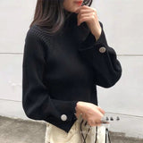 Sweater Women Autumn And Winter Korean Version Of Simple Bottom Shirt Half-High Loose Loose Thin Sleeves Of Knitted Shirts For Women