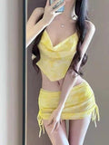 2026 New Swimsuit Sexy Fresh Lotus Bikini Three-Piece Thin Holiday Beach Soak Hot Spring Split