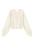 Waffle Knitted Blouse Female Full Zipper Hoodie Languized Retro Casual Outer Coat