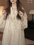 French Fine-Flash Fairy Dress / Silk Cotton Water Wash Retro Army Green Jacket Trench Coat