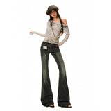 26Th Ootd!| Vintage Micro-Rare Jeans Autumn And Winter Slim Slimming Low-Rise Water Wash Black And Gray Pants