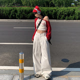 Vintage High-Waisted Loose Broad-Legged Trousers Mowing Folded And Thin Straight Jeans Women's Early Fall 2025