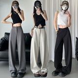 Real Shooting! 2025 New Good Wear Lulu Simple High-End Vertical Barrel Thin Scissors Trousers Slacks Gray