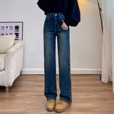 Narrow Version Of Loose Jeans Women 2026 High-Rise New Thin Straight Trousers Casual Broad Leg Pants