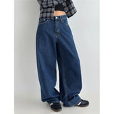 Classic But Time To Set The Basic Simple Denim Trousers High Waist Shade Across The Thin Wash Water Blue Broad Leg Straight Trousers